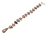 a close up of a bracelet with pink stones on a white background