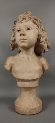 L. FOURNIER (XIXème). 'Buste d'enfant', Sujet en terre cuite…