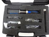 a black case with a blue handle in it