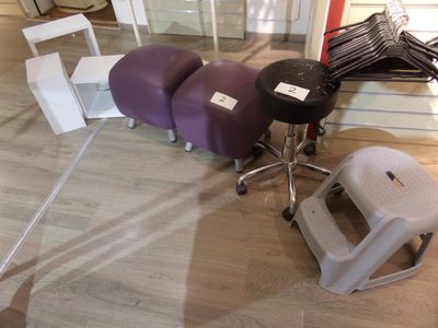 three stools that are sitting on the floor