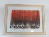 painting of a red and black painting with numbers on a white wall