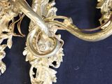 pair of antique brass wall sconces with flowers and leaves
