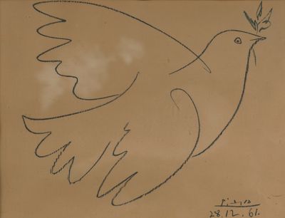 drawing of a bird with a twig in its beak