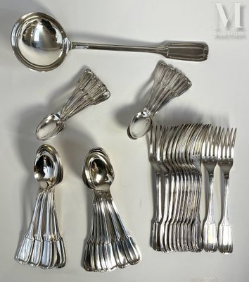 Ménagère en métal argenté Modèle Art Déco.