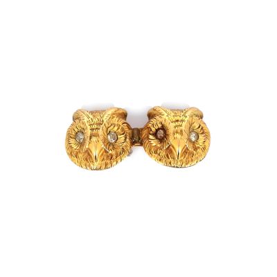 paire de boucles d'oreilles en forme de chouette, couleur or, avec des yeux en cristal transparent