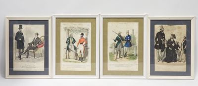 trois photos encadrées représentant des hommes et des femmes en tenue de cérémonie