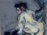 an image of a painting of a woman sitting on a horse