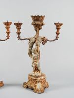 Paire de candélabres à trois lumières probablement en fonte … (photo 2)