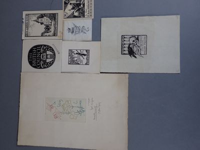 Collection de 7 ex-libris sur papier, dont 3 attribués à Pau…