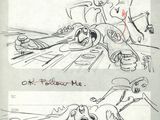 sketches of a cartoon of a man riding a motorcycle and a woman riding a motorcycle