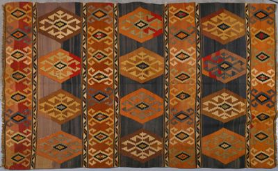 un gros plan sur un tapis aux couleurs variées