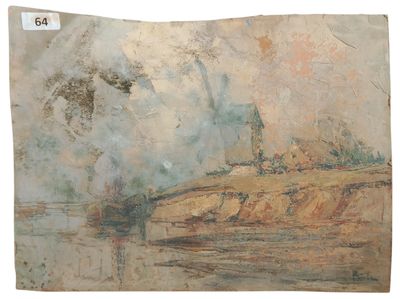 an image of a painting of a castle on a hill by a river