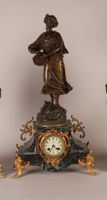 Garniture de cheminée en régule et placage de marbre décor d… (photo 4)