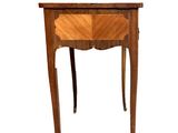 an image of a small wooden table with a drawer on top of it
