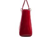a red handbag on a white background