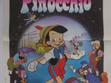 une image d'une affiche de cinéma de « Pinocchio » avec des personnages de dessins animés