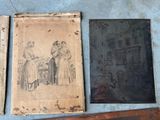 two old photos of a woman and a man sitting at a table