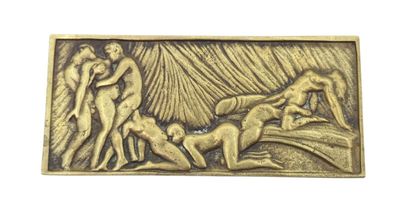 an image of a bronze plaque depicting a group of people