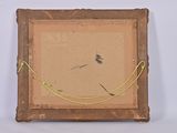 an old picture frame with a picture of a bird on it