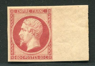 FRANCE - n° 17 B - 80c rose 2e EMPIRE, NAPOLEON III tête nue…