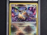 a close up of a pokemon card on a table
