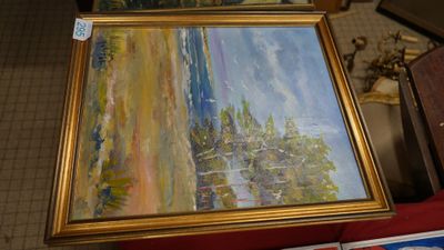 J GABORIT "la dune" huile sur toile signée en bas à gauche (…