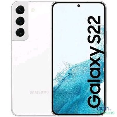 the samsung galaxy s25e is shown in white with a blue background