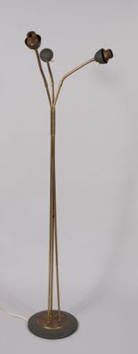 Lampadaire en métal et métal noirci à trois lumières orienta…