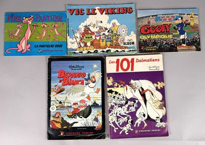 PANINI 5 albums (pink panther, Goofy olympique, Vic le vinki…