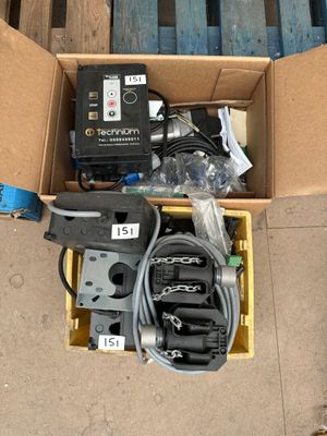a box of electrical equipment sitting on a pallet