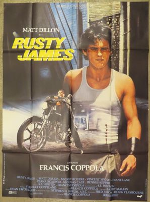 the poster for the movie rusty james is hanging on the wall