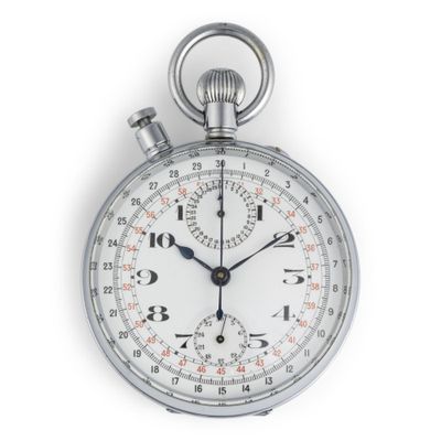 a close up of a silver pocket watch on a white background