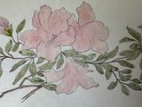 a drawing of a pink flower on a white paper