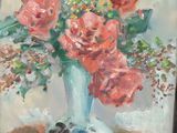 une peinture de fleurs dans un vase sur une table