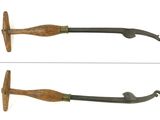 two different views of a pair of wooden handled knives