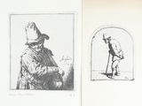 deux dessins représentant un homme avec un chapeau et une canne