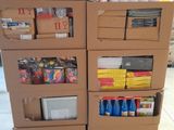 a cart that has many boxes on top of it