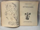 an open book with a drawing of a woman on it