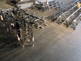 a lot of metal structures that are on the floor