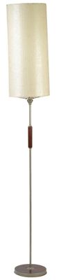 the table lamp has a wooden base and a white shade
