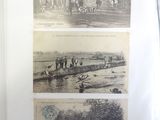 three pictures of people on a boat in the water