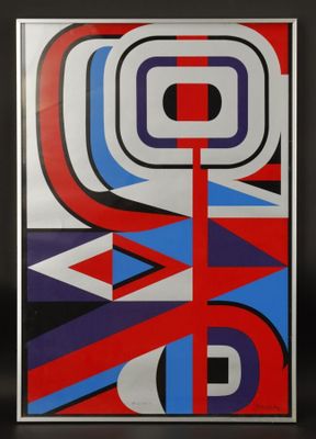 une image représentant une affiche aux couleurs rouge, blanc et bleu