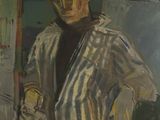 une image représentant un tableau où figure un homme vêtu d'un manteau rayé