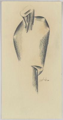 pencil drawing of a vase on a piece of paper on a table