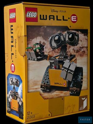 une boîte contenant un mur en Lego et un robot