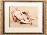 a painting of a nude woman laying down on her stomach