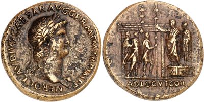 a gold coin with an image of a man and a woman on it