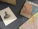 a photo of a man on a map with a picture of him