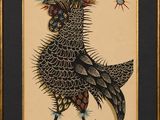 une image représentant un tableau d'un oiseau avec des pointes sur la tête