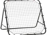 a close up of a soccer goal on a white background